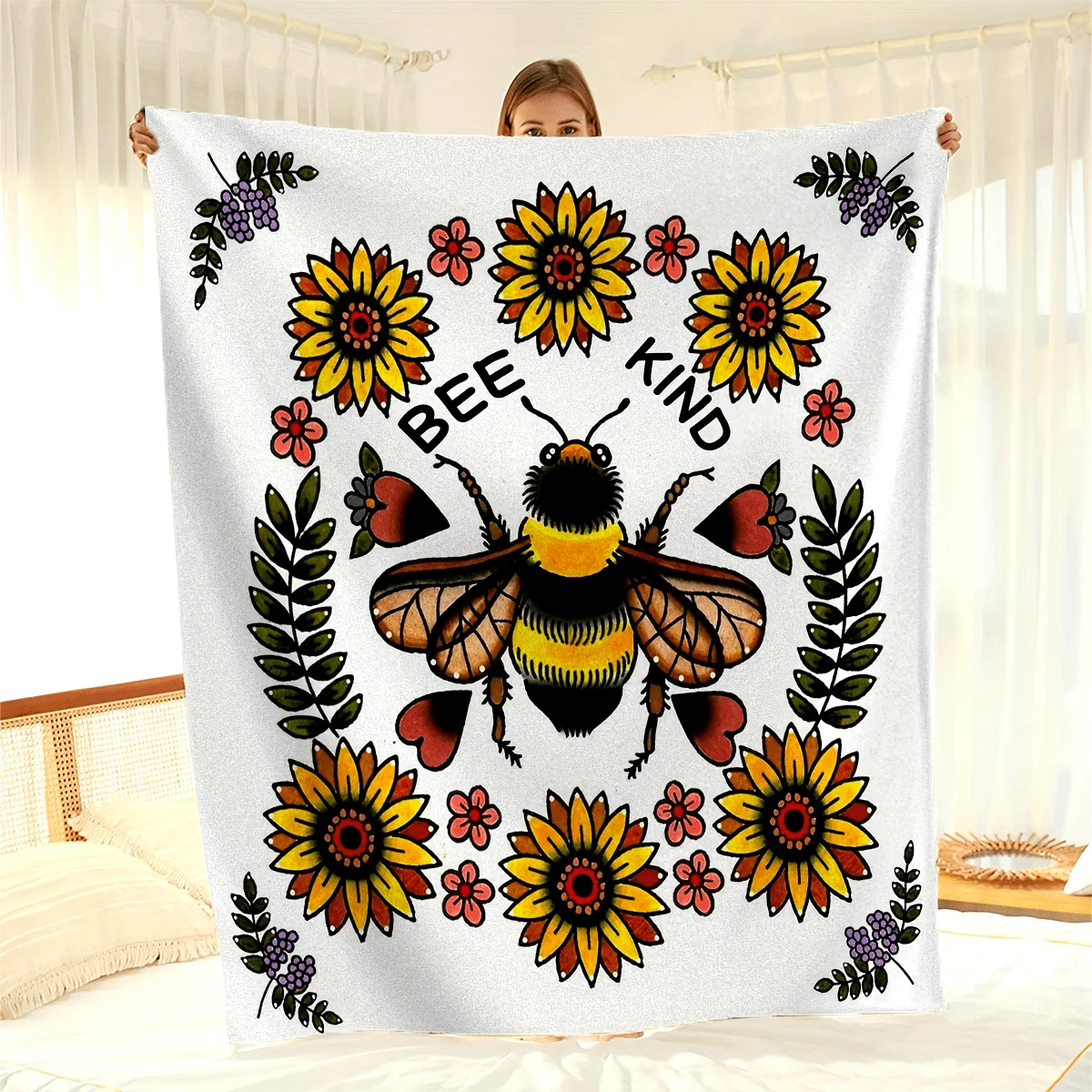 Vintage Bee Floral Print Blanket Cartoon Flannel Soft Warm Nap Blanket for Sofa Office Camping Multi Purpose for All Seasons
Vintage Bee Floral Print Blanket Cartoon Flannel Soft Warm Nap Blanket for Sofa Office Camping Multi Purpose for All Seasons