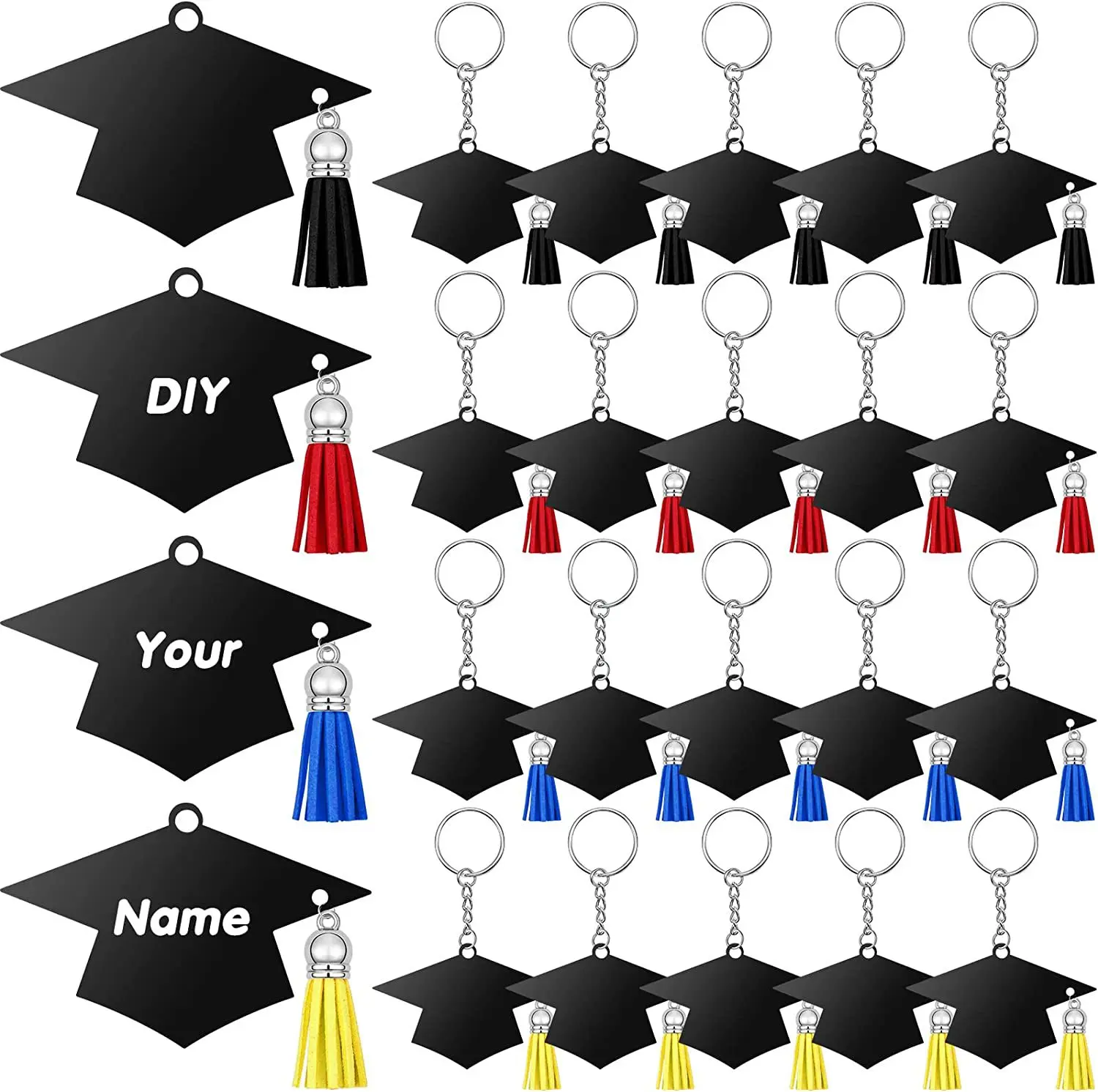 24Sets Acrylic Graduation Gifts Keychain with Graduation Hat Inspirational Gift Key Ring for 2025 Graduation DIY Keychain
24Sets Acrylic Graduation Gifts Keychain with Graduation Hat Inspirational Gift Key Ring for 2025 Graduation DIY Keychain