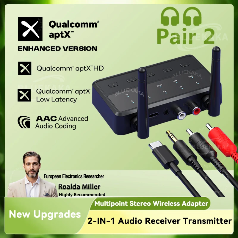 Bluetooth Wireless Adapter Audio Transmitter Receiver aptX-Adaptive/HD/LL 3.5MM AUX RCA 2IN1 Multipoint HiFi Stereo Music For PC
Bluetooth Wireless Adapter Audio Transmitter Receiver aptX-Adaptive/HD/LL 3.5MM AUX RCA 2IN1 Multipoint HiFi Stereo Music For PC