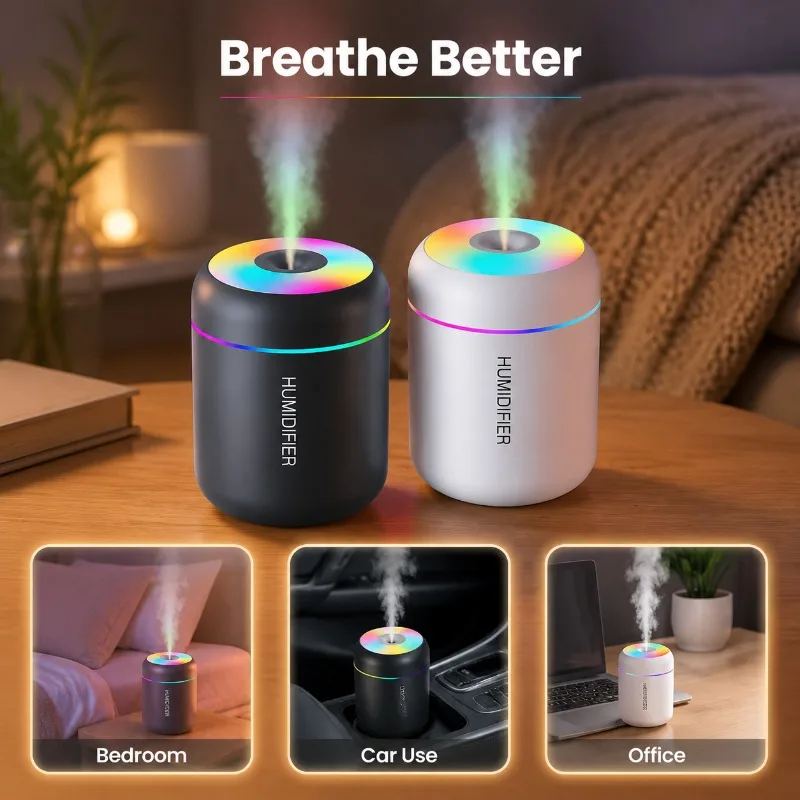 Mini USB Portable Humidifier Runs Quietly with Large Mist Output Built-in Colorful Gradient Ambient Lamp Decorates Surroundings
Mini USB Portable Humidifier Runs Quietly with Large Mist Output Built-in Colorful Gradient Ambient Lamp Decorates Surroundings