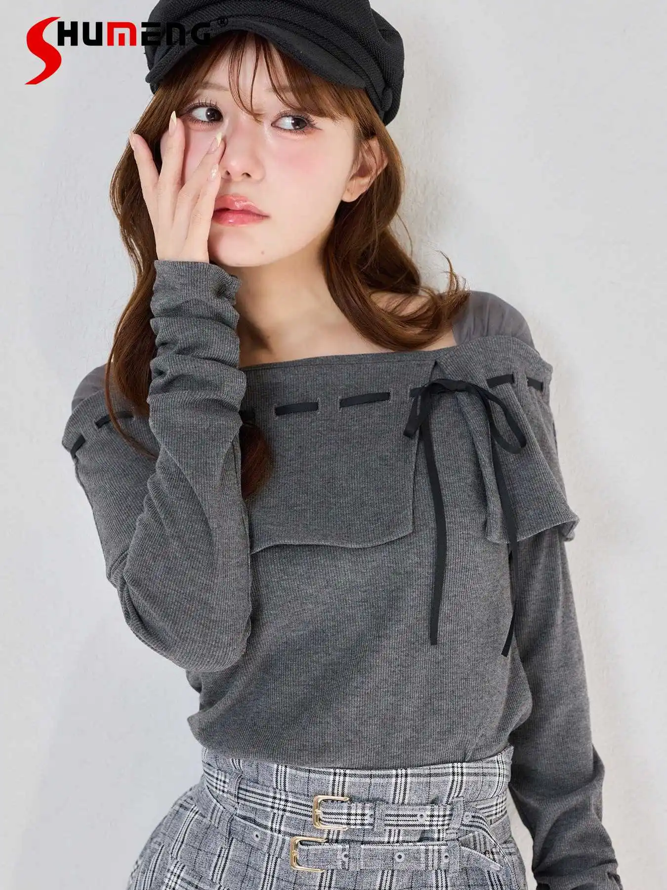Spring 2026 Japanese Sweet Elegant Square Neck Lace-up Bow Mesh Splicing Long Sleeve Versatile Knitted Pullover Tops For Women
Spring 2026 Japanese Sweet Elegant Square Neck Lace-up Bow Mesh Splicing Long Sleeve Versatile Knitted Pullover Tops For Women