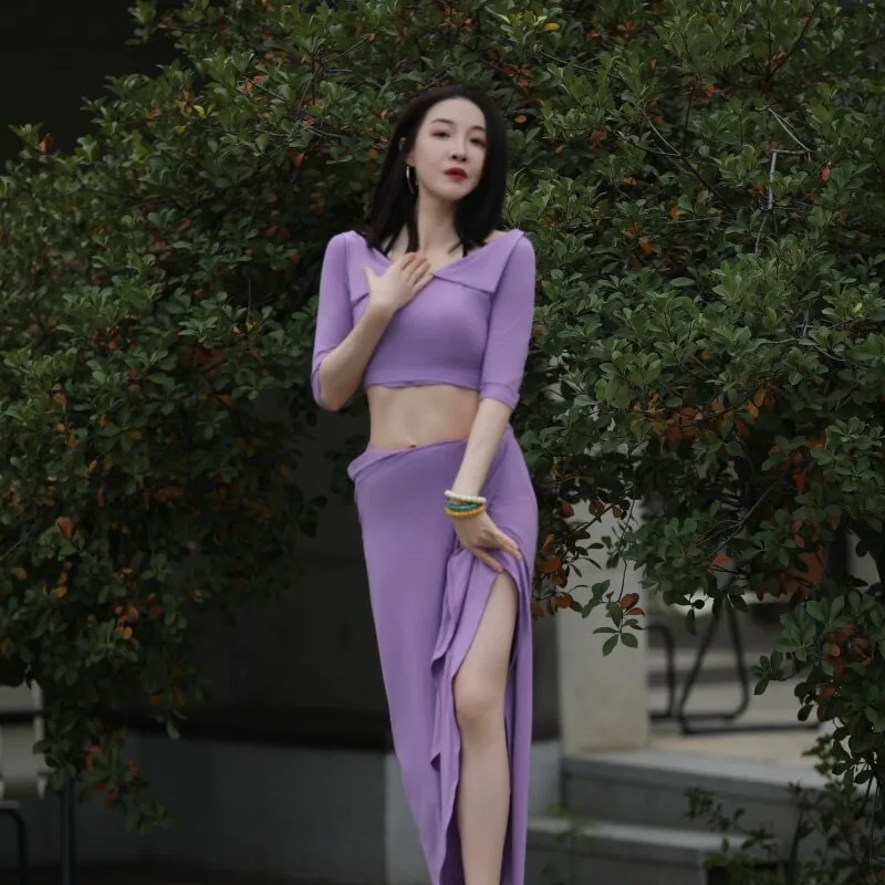 customized High elasticity modal mid sleeved lapel top belly dance costumes yoga
customized High elasticity modal mid sleeved lapel top belly dance costumes yoga