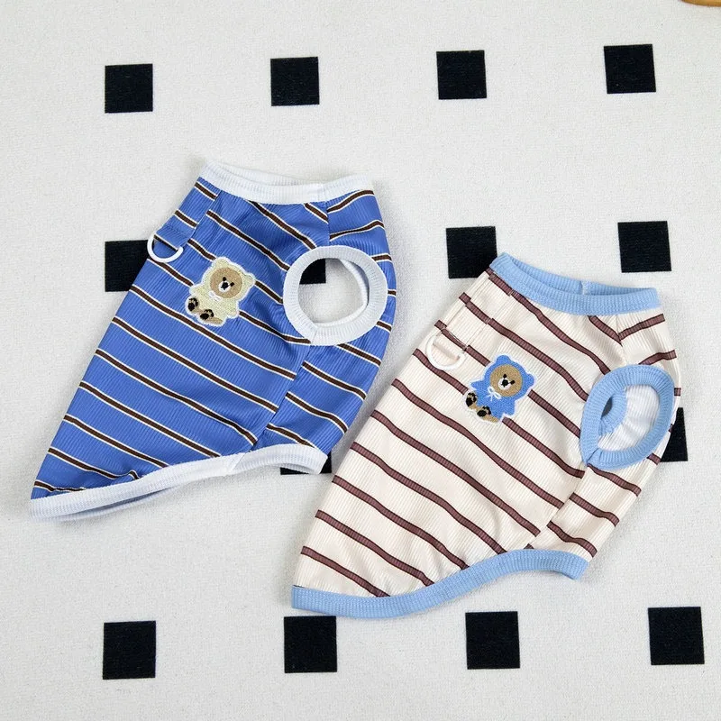 Thin Small Puppy Clothes Beige Striped Pet Vest Small Dog Teddy Cartoon T-Shirt Summer Breathable Bichon Clothes
Thin Small Puppy Clothes Beige Striped Pet Vest Small Dog Teddy Cartoon T-Shirt Summer Breathable Bichon Clothes