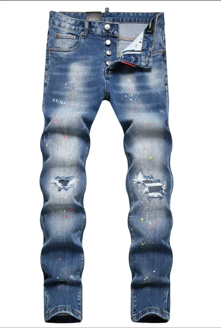 New Men's Ripped Jeans Luxury Men Skinny Jeans Light Blue Holes Pants Quality Male Stretch Slim Fashion Trousers Y2k Mens Jeans
New Men's Ripped Jeans Luxury Men Skinny Jeans Light Blue Holes Pants Quality Male Stretch Slim Fashion Trousers Y2k Mens Jeans
