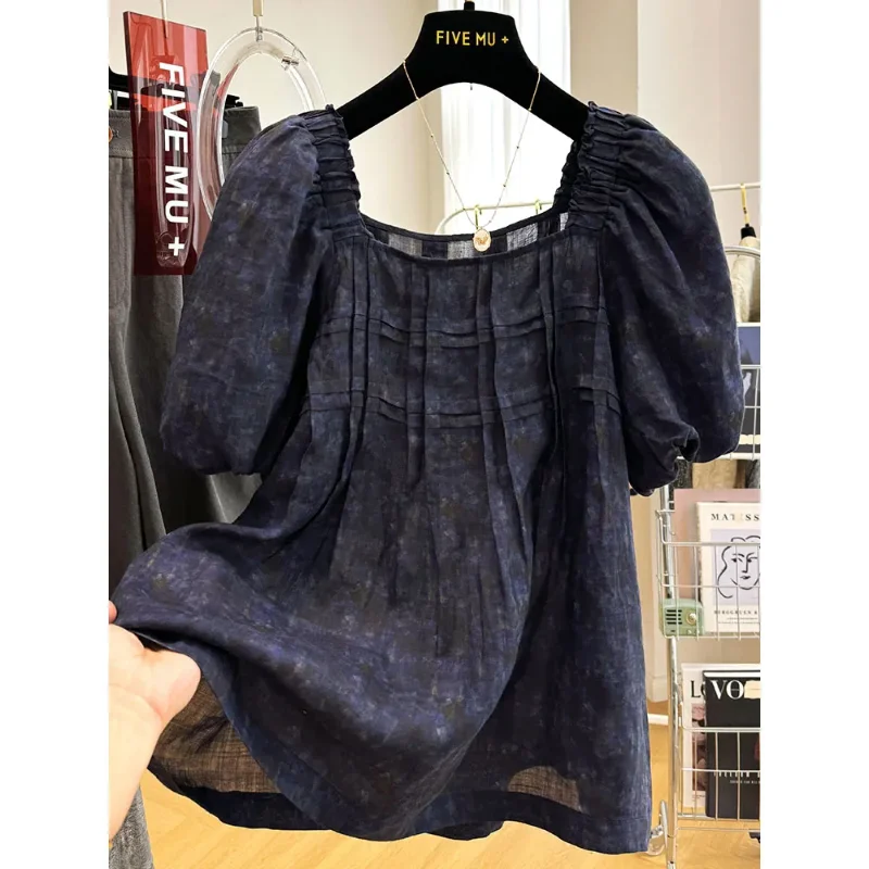 Women's Linen Blend Tie-Dye Blouse Casual Loose Puff Sleeve Pleated Top For Daily Wear
Women's Linen Blend Tie-Dye Blouse Casual Loose Puff Sleeve Pleated Top For Daily Wear