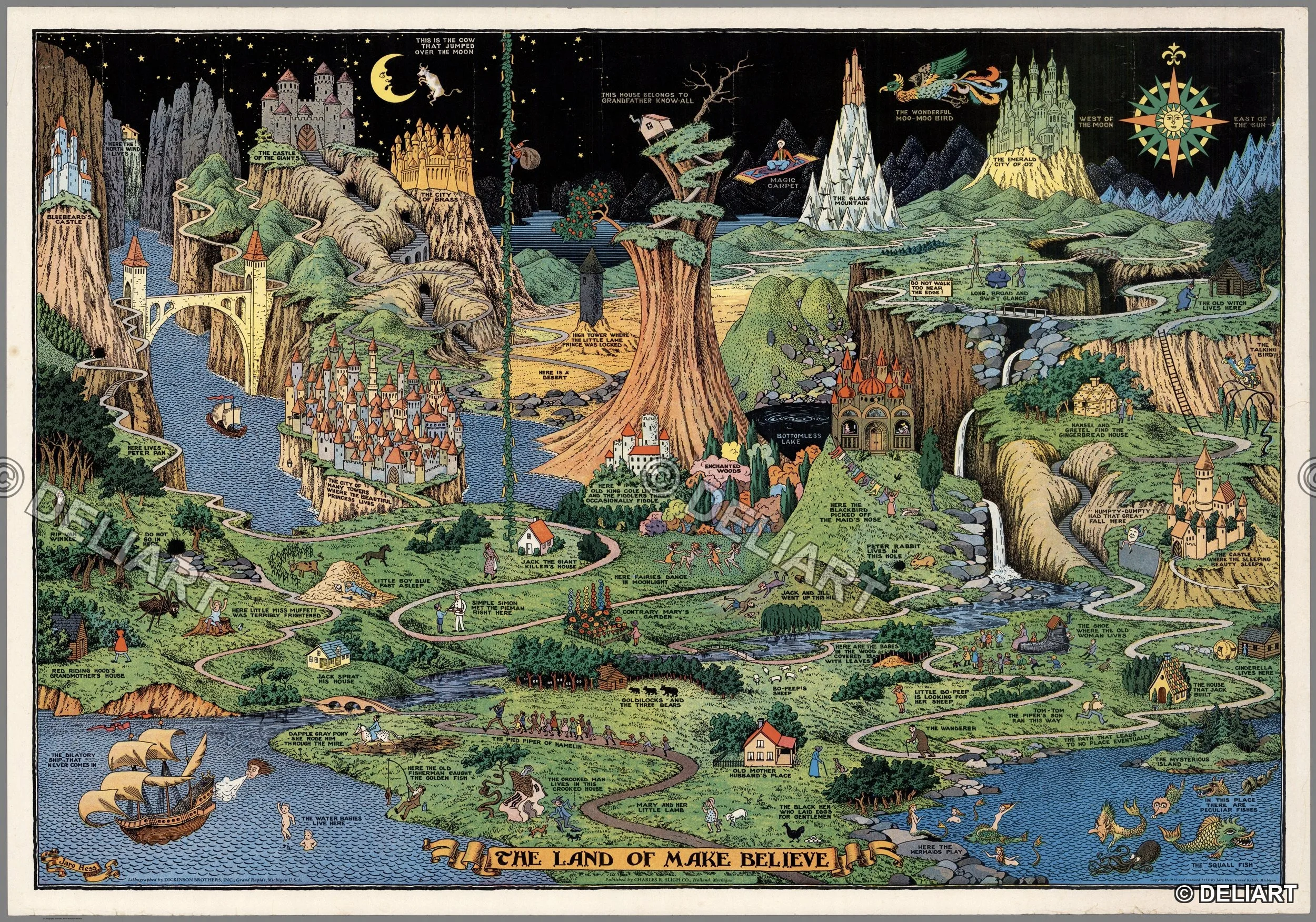 1/3pcs 1930 Jaro Hess Land of Make Believe Fantasy Map Vintage Children Fairy Tale Wall Art Pictorial Print Poster Unframed
1/3pcs 1930 Jaro Hess Land of Make Believe Fantasy Map Vintage Children Fairy Tale Wall Art Pictorial Print Poster Unframed