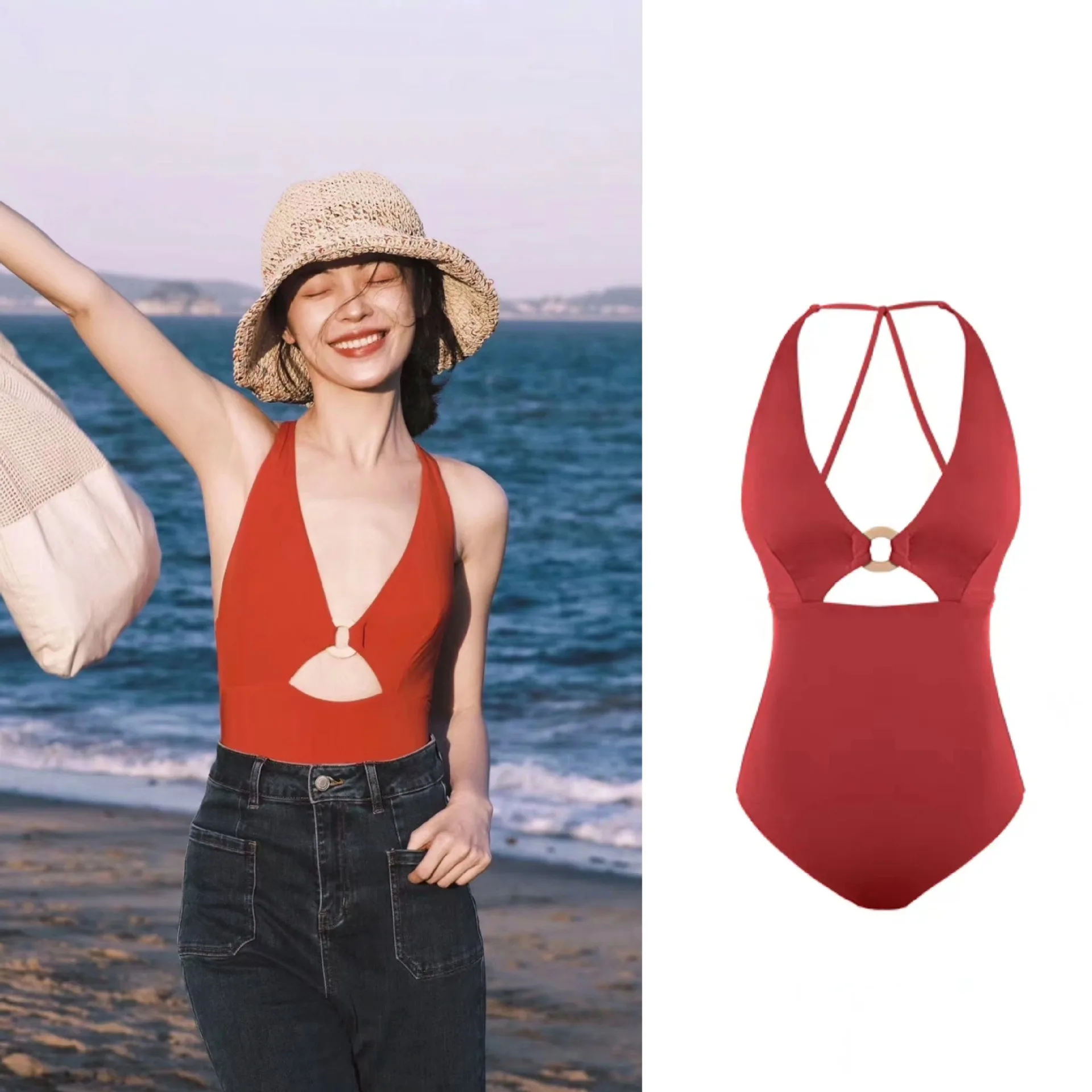 Swimsuit for Women, Retro, Slim Fit, Sexy, Backless, Slimming, Hanging Neck, Suspender, Vacation Beach One-piece Swimsuit
Swimsuit for Women, Retro, Slim Fit, Sexy, Backless, Slimming, Hanging Neck, Suspender, Vacation Beach One-piece Swimsuit
