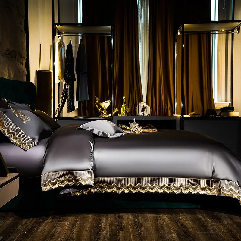 4/6Pcs Satin like Silk and Cotton Embroidery Duvet Cover Set Double Queen King size Luxury Bedding Set Flat Sheet Pillow shams
4/6Pcs Satin like Silk and Cotton Embroidery Duvet Cover Set Double Queen King size Luxury Bedding Set Flat Sheet Pillow shams