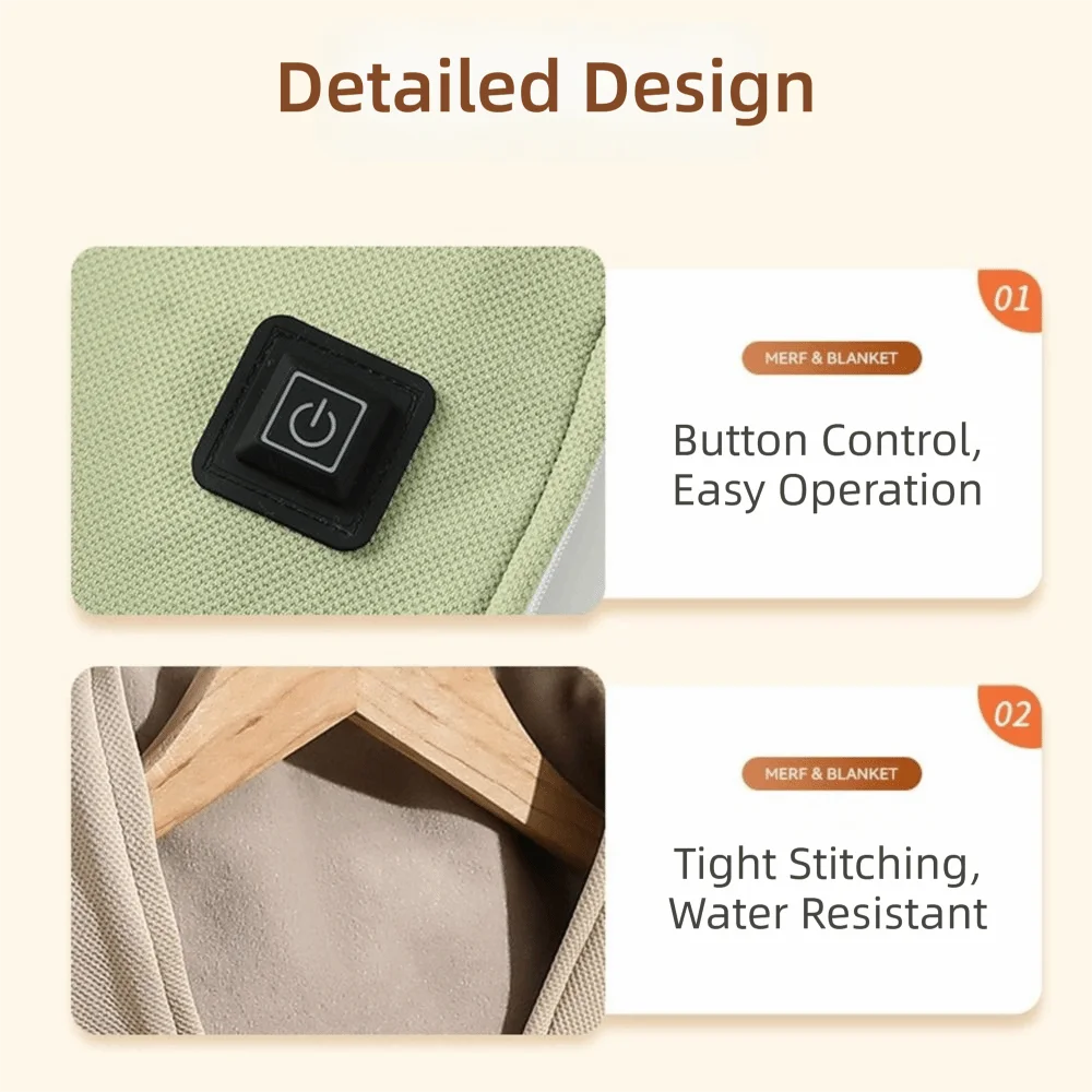 Модное носимое одеяло с электрическим подогревом через USB, 3 уровня нагрева, портативная шаль с капюшоном, моющееся одеяло с подогревом для офиса
Модное носимое одеяло с электрическим подогревом через USB, 3 уровня нагрева, портативная шаль с капюшоном, моющееся одеяло с подогревом для офиса