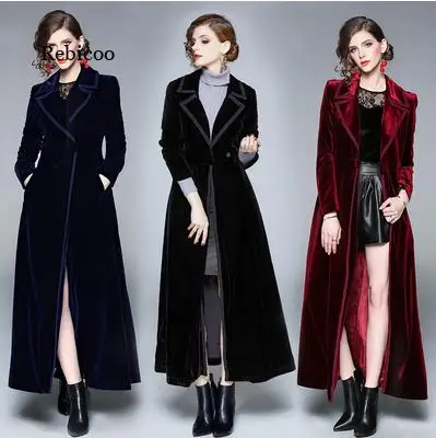 Winter Runway Designer Women Vintage Notched Collar Wrap Black Velvet Maxi Coat Thick Warm Long Trench Coat Outwear
Winter Runway Designer Women Vintage Notched Collar Wrap Black Velvet Maxi Coat Thick Warm Long Trench Coat Outwear