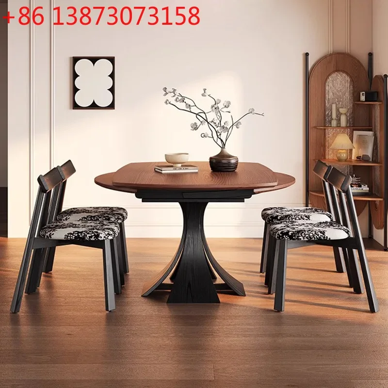 French solid wood dining table antique walnut round table retro household ash wood round dining table and chairs
French solid wood dining table antique walnut round table retro household ash wood round dining table and chairs
