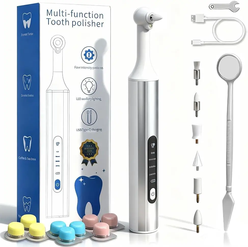LED Tooth Polisher, USB-C, 9 Pastes, 6 Attachments, Portable Dental Care
LED Tooth Polisher, USB-C, 9 Pastes, 6 Attachments, Portable Dental Care