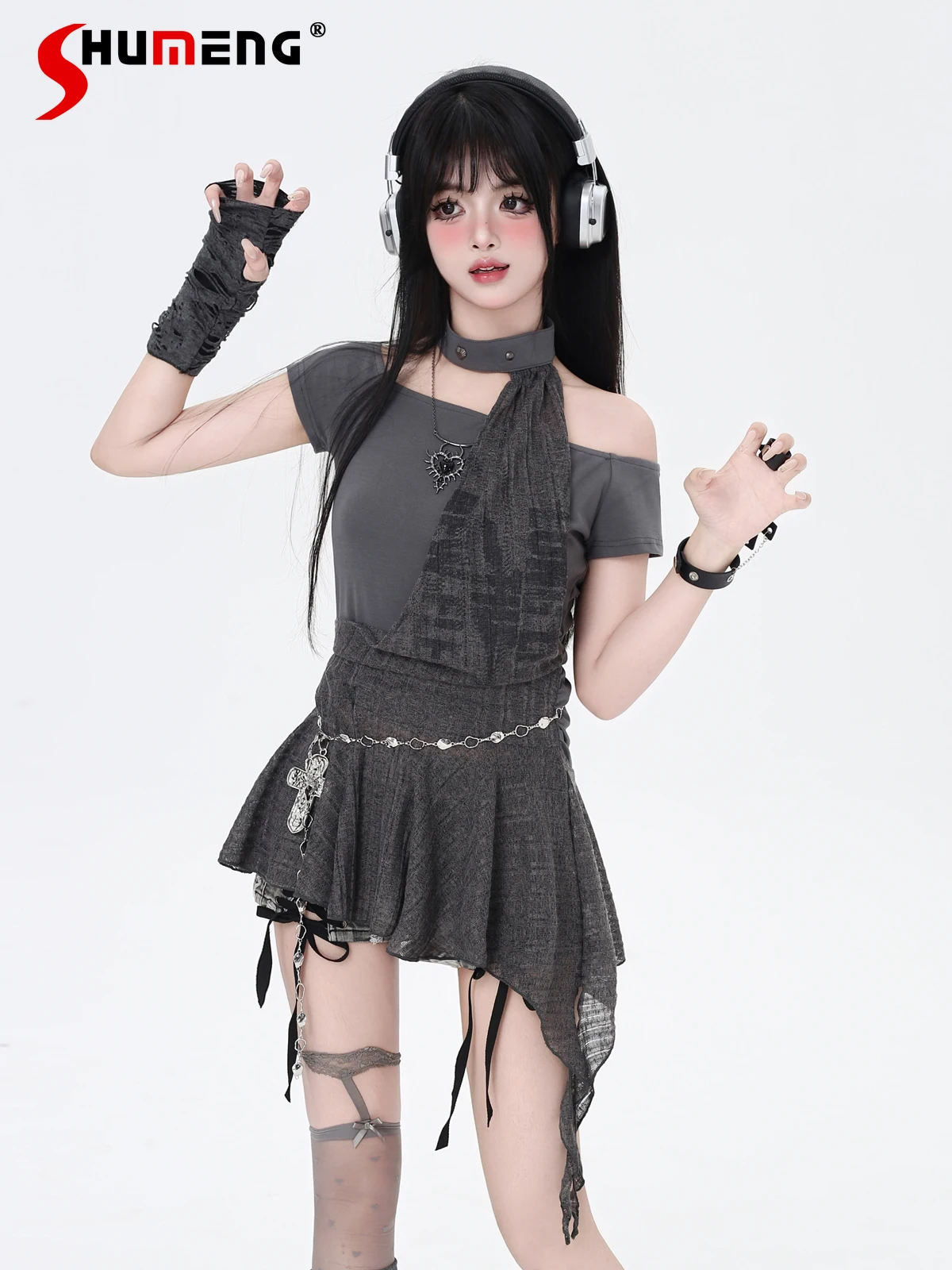 Fashion Street Subculture Punk Hot Girl Dress Hlater Off Shoulder Short Sleeve High Waist Slim A-line Short Dress Women Summer
Fashion Street Subculture Punk Hot Girl Dress Hlater Off Shoulder Short Sleeve High Waist Slim A-line Short Dress Women Summer