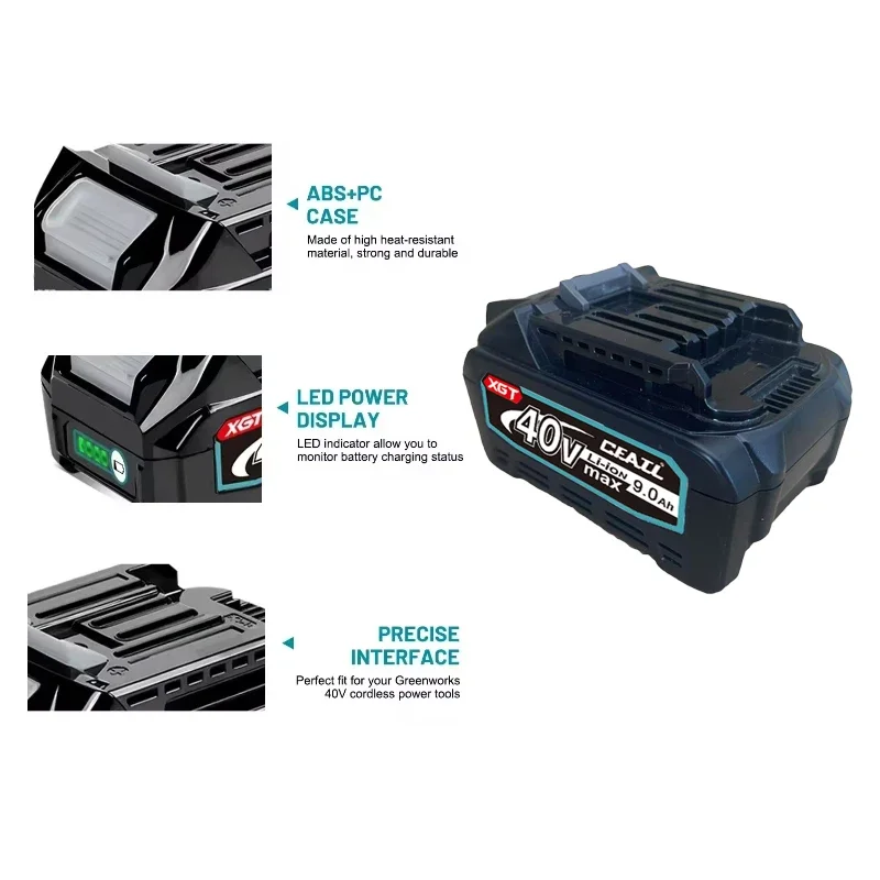 CFATL 40V lithium-ion battery 9AH original battery BL4020 BL4025 BL4040 BL4050 BL4080, suitable for Makita 40V power tools
CFATL 40V lithium-ion battery 9AH original battery BL4020 BL4025 BL4040 BL4050 BL4080, suitable for Makita 40V power tools