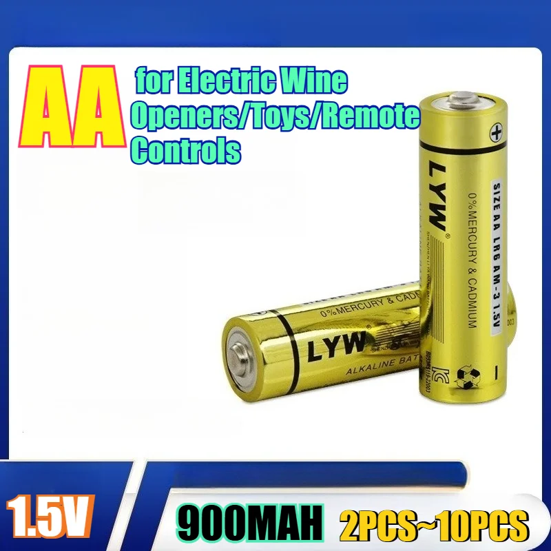 2 ~ 10 шт., 900 мАч AA LR6, 1,5 В, щелочная батарея, цинково-марганцевая сухая батарея для электрических открывателей вина/игрушек/пультов дистанционного управления, герметичная
2 ~ 10 шт., 900 мАч AA LR6, 1,5 В, щелочная батарея, цинково-марганцевая сухая батарея для электрических открывателей вина/игрушек/пультов дистанционного управления, герметичная