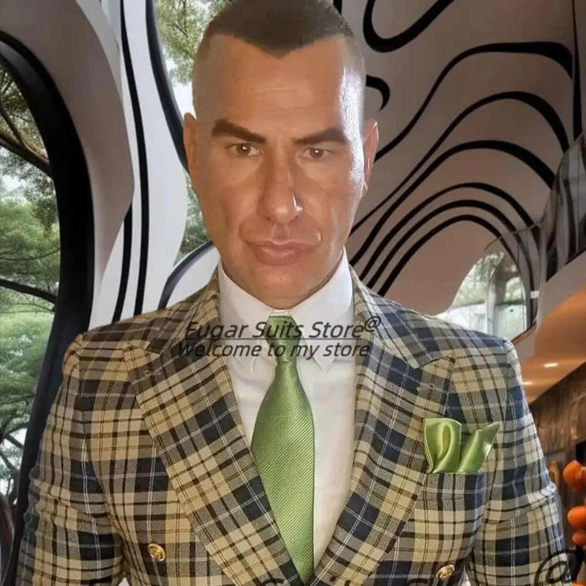 Customized Slim Fit Double Breasted Prom Men Suits Formal Plaid Peak Lapel Groom Wedding Tuxedos 2Pieces Sets trajes para hombre
Customized Slim Fit Double Breasted Prom Men Suits Formal Plaid Peak Lapel Groom Wedding Tuxedos 2Pieces Sets trajes para hombre