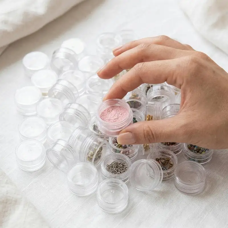 50Pcs Empty Clear Plastic Cosmetic Jars Pots Refillable Sample Containers For Makeup Cream Lotion Nail Art Glitter Storage
50Pcs Empty Clear Plastic Cosmetic Jars Pots Refillable Sample Containers For Makeup Cream Lotion Nail Art Glitter Storage