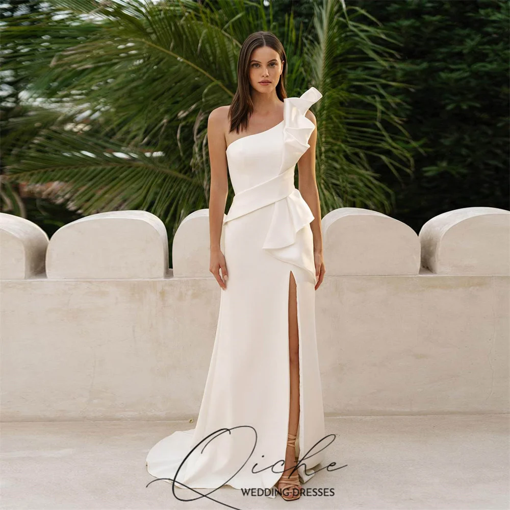 QICHE Modern One-Shoulder Mermaid Wedding Dress Pleat Sleeveless Open Back Bridal Party Gown Vestido De Noiva Customized
QICHE Modern One-Shoulder Mermaid Wedding Dress Pleat Sleeveless Open Back Bridal Party Gown Vestido De Noiva Customized