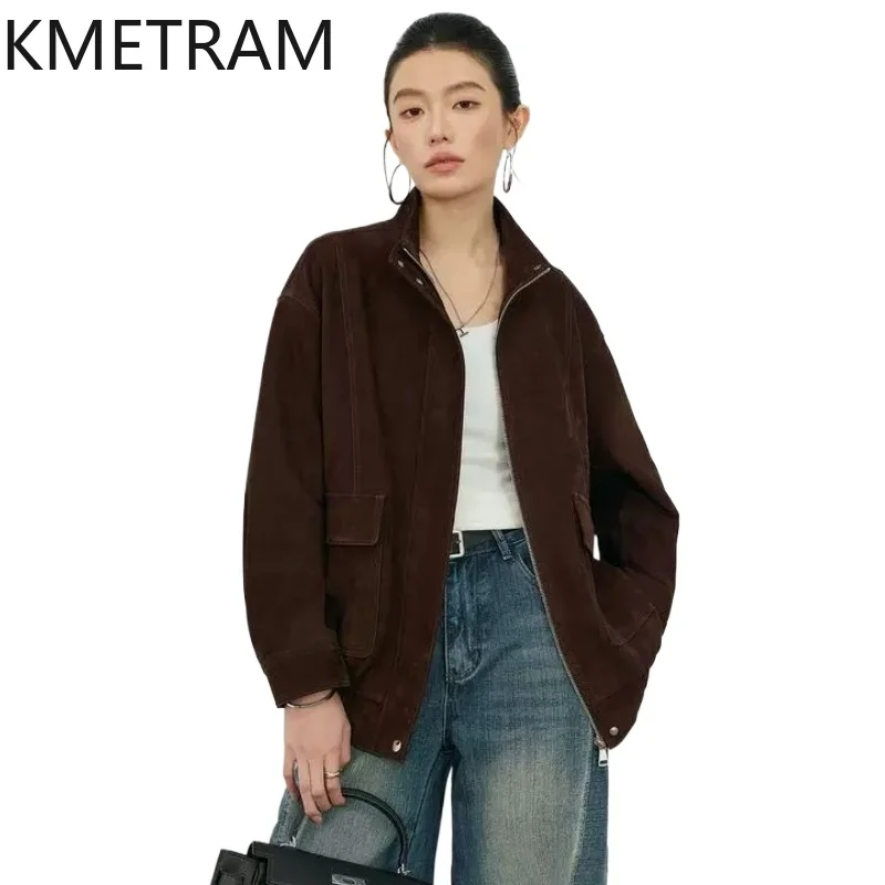KMETRAM Real Top-Grain Cowhide Suede Leather Jacket Woman Old Money Style Mid-Length Coat High Quality Autumn Women Clothes 2026
KMETRAM Real Top-Grain Cowhide Suede Leather Jacket Woman Old Money Style Mid-Length Coat High Quality Autumn Women Clothes 2026