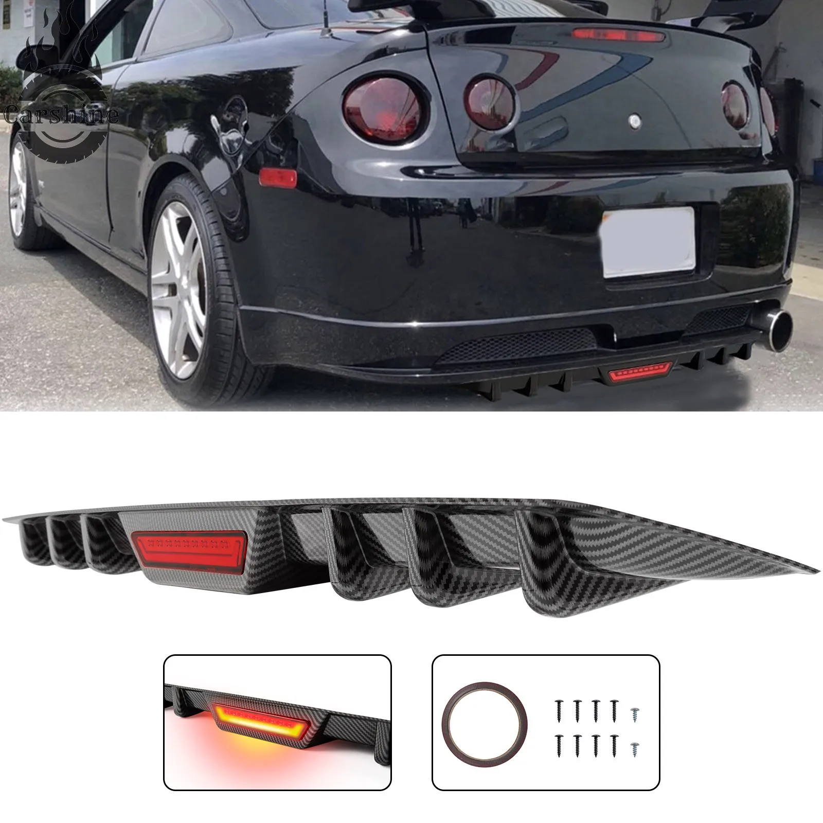 Rear Bumper Diffuser Spoiler w/LED Tail Brake Light For Hyundai Tiburon
Rear Bumper Diffuser Spoiler w/LED Tail Brake Light For Hyundai Tiburon
