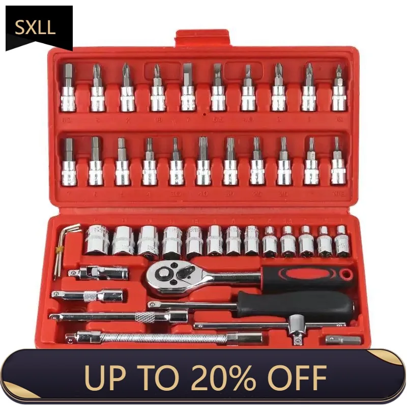 SXLL 46Pc Drive Sleeve Set 1/4 Ratchet Wrench Set with Sleeve Metric Hexagon Bit Sleeve Set Mechanical Kit for Hous Auto Repair
SXLL 46Pc Drive Sleeve Set 1/4 Ratchet Wrench Set with Sleeve Metric Hexagon Bit Sleeve Set Mechanical Kit for Hous Auto Repair