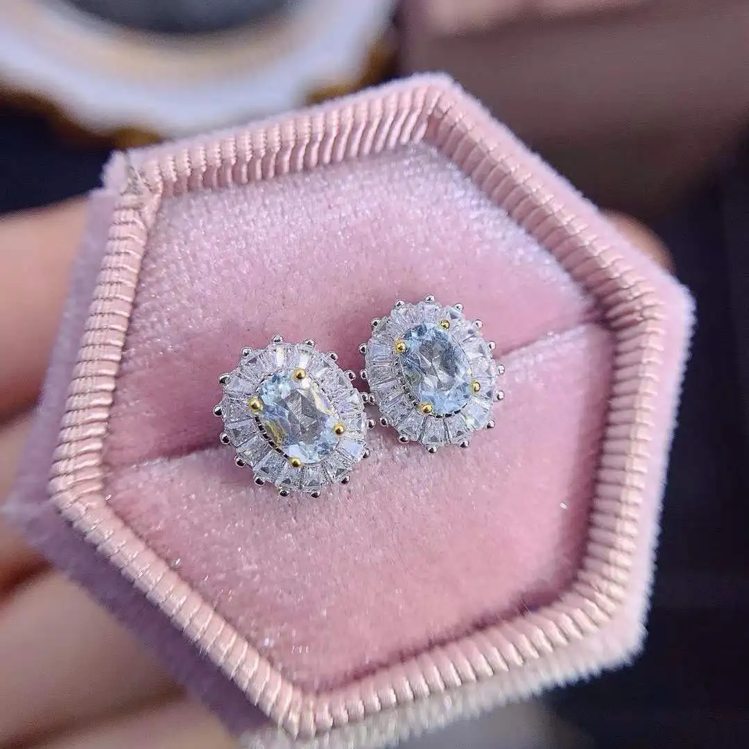 The Best birthday Gift Natural Real Aquamarine Earring 925 Sterling Silver Women Fashion aquamarine earrings
The Best birthday Gift Natural Real Aquamarine Earring 925 Sterling Silver Women Fashion aquamarine earrings