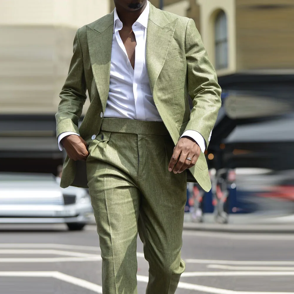 Green Linen Men Suits Blazer Sets Peaked Lapel Single Breasted Daily Outdoor Travel Summer Wedding Party Suits Jacket+Pants
Green Linen Men Suits Blazer Sets Peaked Lapel Single Breasted Daily Outdoor Travel Summer Wedding Party Suits Jacket+Pants