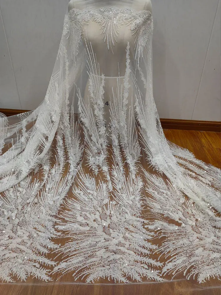 Classic White Beaded Sequined Embroidered Lace Tulle Fabric DIY Wedding Dress Women's Evening Gown Lace Clothing Accessories
Classic White Beaded Sequined Embroidered Lace Tulle Fabric DIY Wedding Dress Women's Evening Gown Lace Clothing Accessories