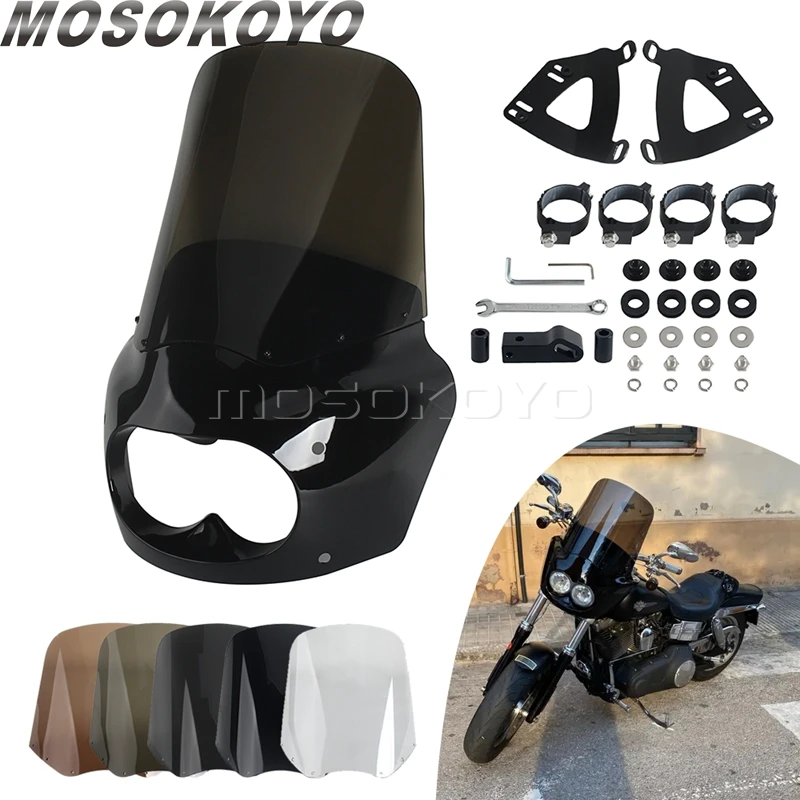Windshield 15" Windscreen Motorcycle Double Lamp Fairing Cowl Cover ABS Fairings For Harley Dyna FatBob Fat Bob FXDF 2008-2017
Windshield 15" Windscreen Motorcycle Double Lamp Fairing Cowl Cover ABS Fairings For Harley Dyna FatBob Fat Bob FXDF 2008-2017