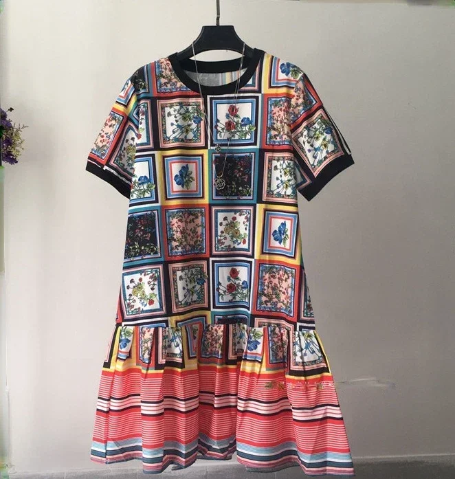 European print dress women summer fashion short-sleeve dresses lady loose print dresses
European print dress women summer fashion short-sleeve dresses lady loose print dresses