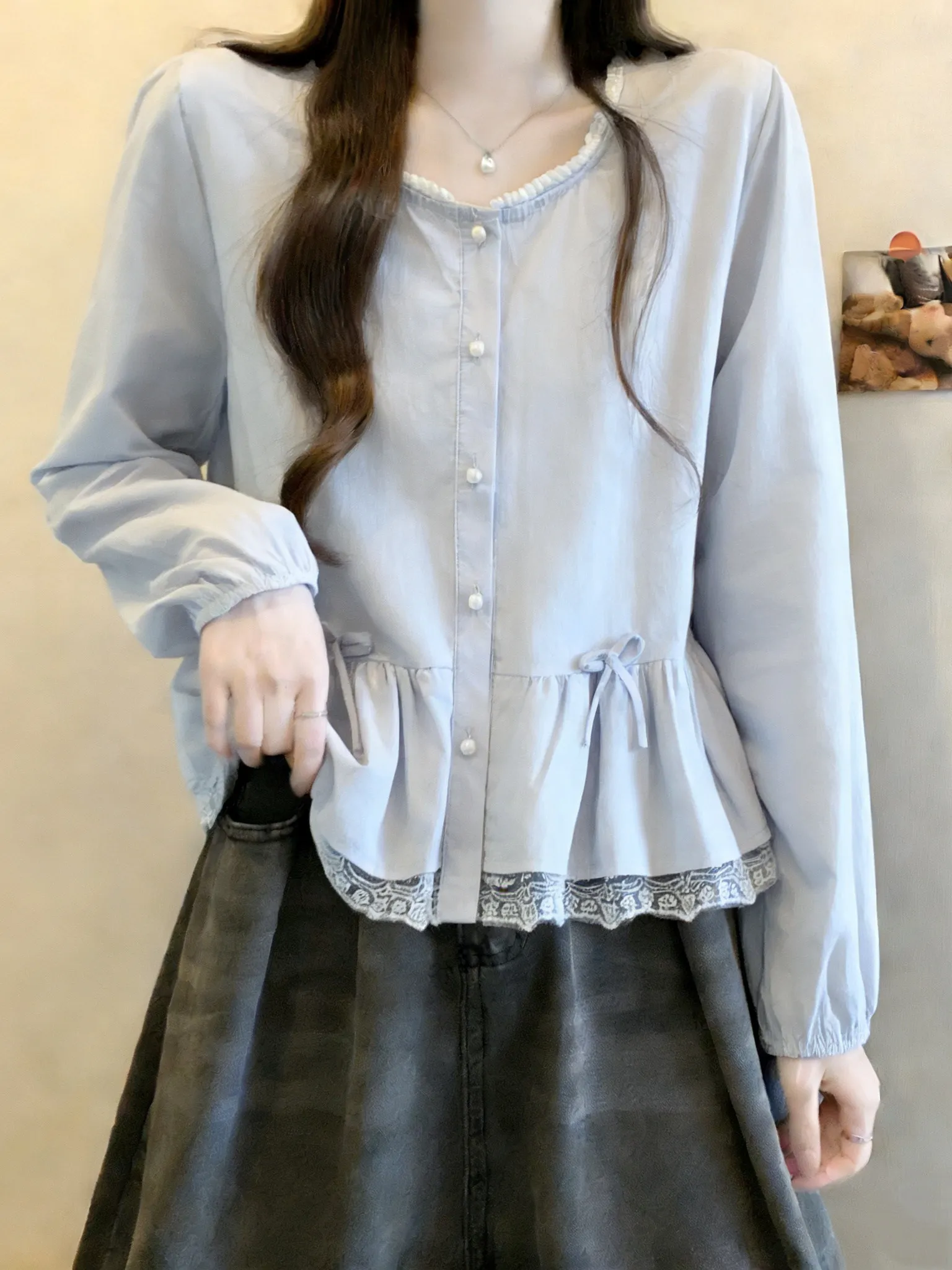 Spring 2026 Women's Long Sve Lace Patchwork irt Korean Sle Commute Faion Breathable Cotton round Ne Open Cardigan
Spring 2026 Women's Long Sve Lace Patchwork irt Korean Sle Commute Faion Breathable Cotton round Ne Open Cardigan