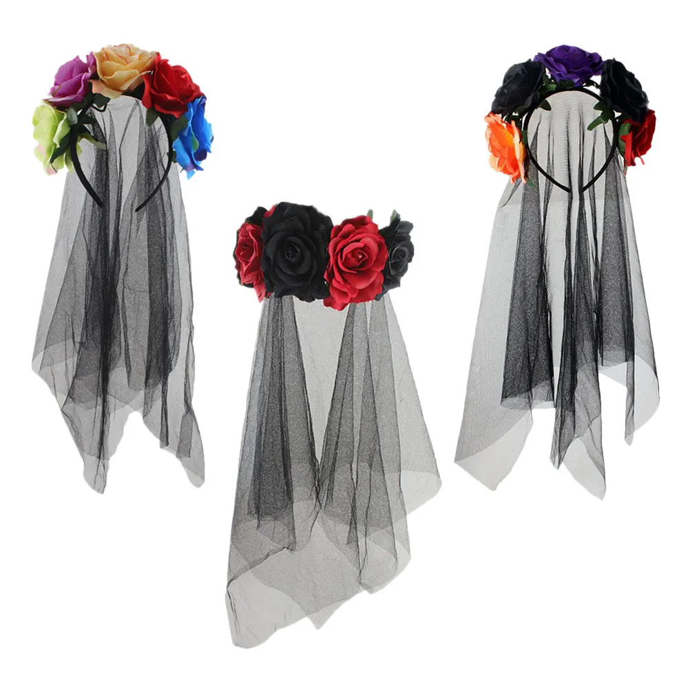 3pcs Rose Headb Fabric TiarasRoses Halloween Day Dead flower crown Party Hair Clasp Veil Hoops Stage Headdress
3pcs Rose Headb Fabric TiarasRoses Halloween Day Dead flower crown Party Hair Clasp Veil Hoops Stage Headdress