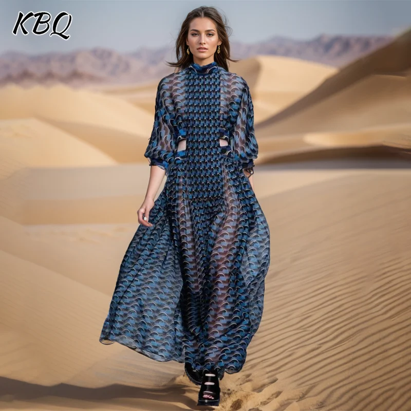 KBQ Hollow Out Printing Backless Elegant Dress For Women Round Neck Long Sleeve High Waist Mesh Long Dresses Female Style New
KBQ Hollow Out Printing Backless Elegant Dress For Women Round Neck Long Sleeve High Waist Mesh Long Dresses Female Style New