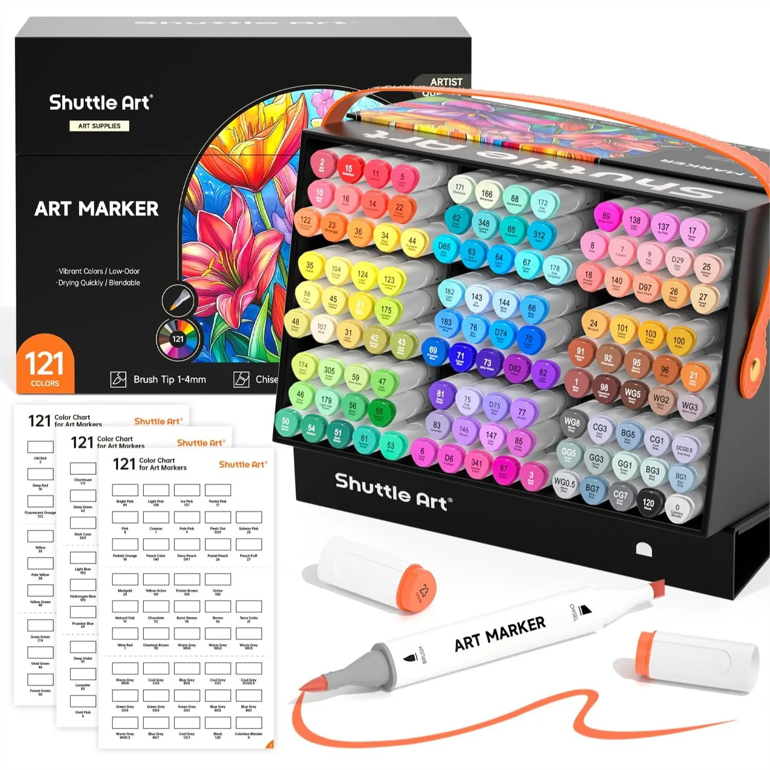 Brush Tip Alcohol Markers, 121 Colors Dual Tip Art Marker Set with Organized Case for Illustration, Coloring, Sketching
Brush Tip Alcohol Markers, 121 Colors Dual Tip Art Marker Set with Organized Case for Illustration, Coloring, Sketching