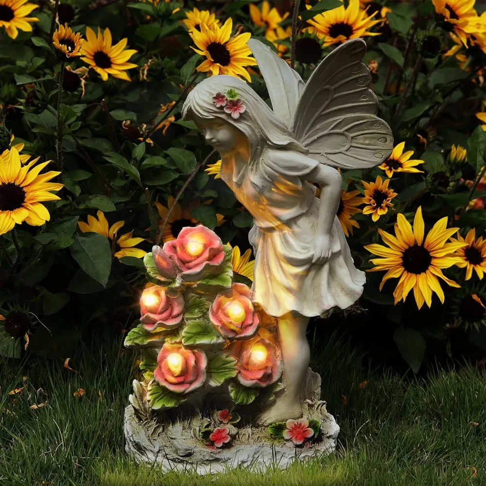Garden Figurines Angel Garden Statue Outdoor Decor, Solar Powered Resin Sculpture with 5 LEDs Art Decoration
Garden Figurines Angel Garden Statue Outdoor Decor, Solar Powered Resin Sculpture with 5 LEDs Art Decoration