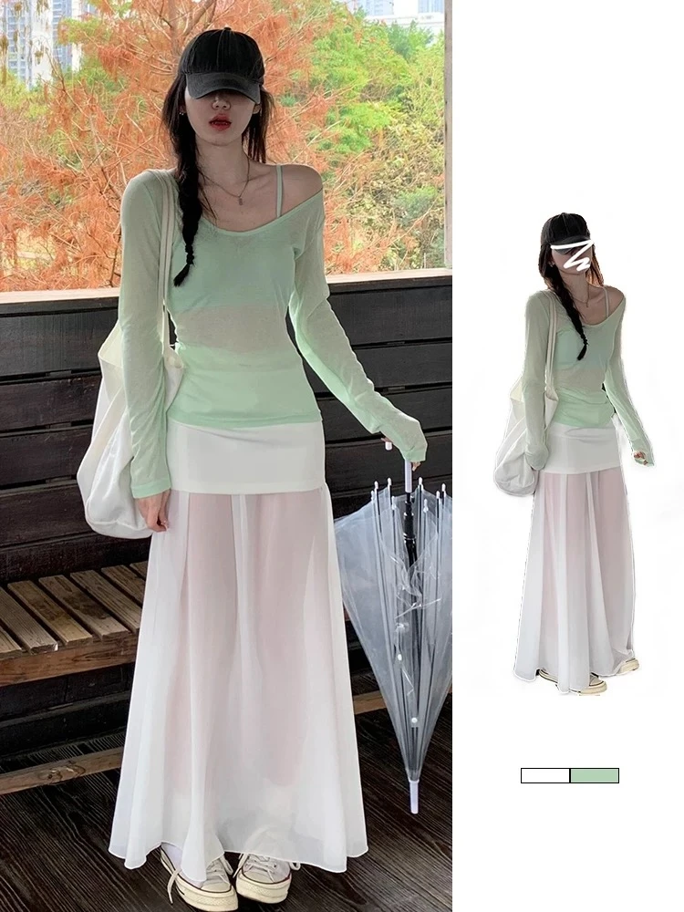 Vaion Sle Dopane Beautiful Tee-Piece Set Summer Unique Outfit OOTD Cover up Strap Me f Skirt High Waist Long S...
Vaion Sle Dopane Beautiful Tee-Piece Set Summer Unique Outfit OOTD Cover up Strap Me f Skirt High Waist Long S...