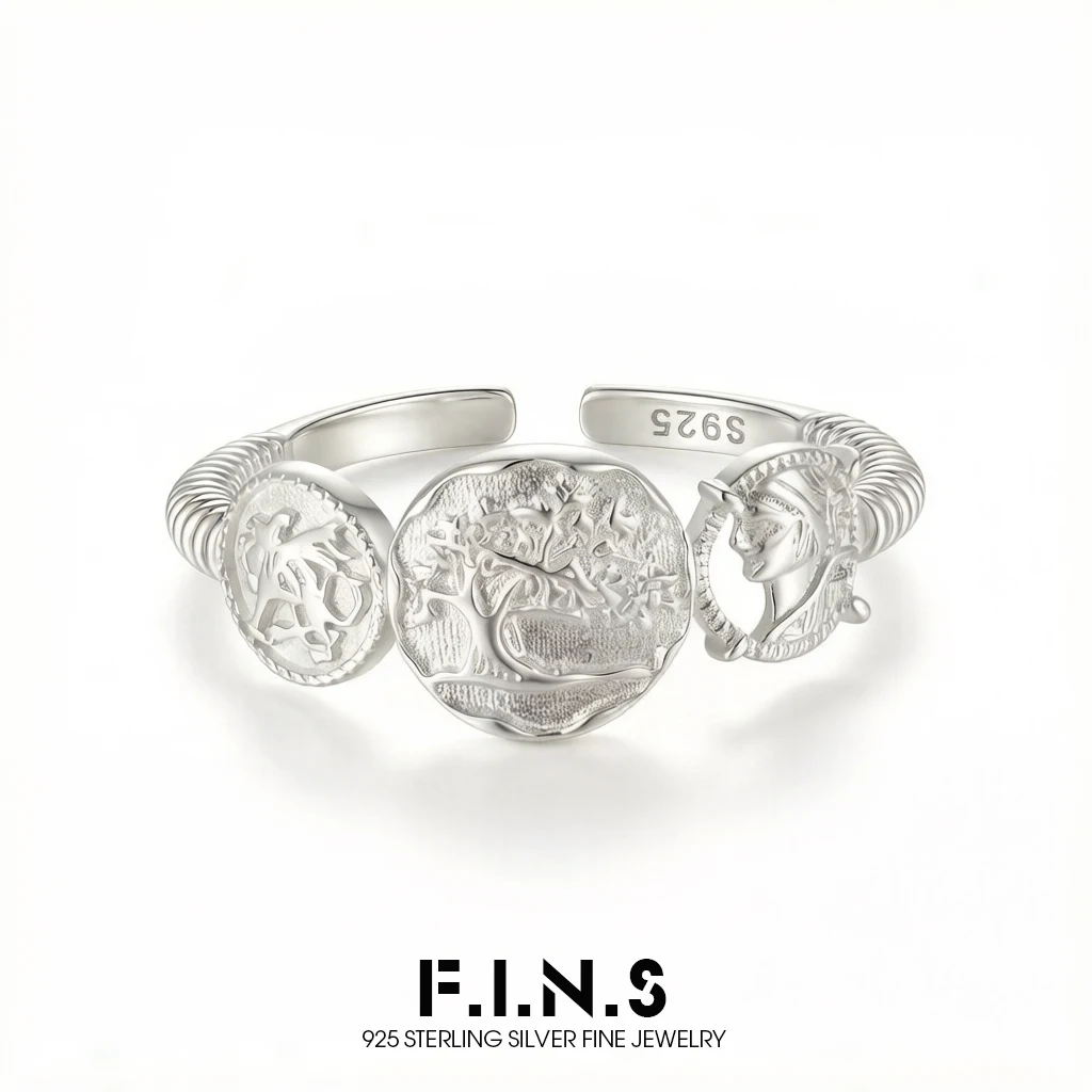 F.I.N.S Antique Coin-Shaped 925 Sterling Silver Ring For Women Irregular Embrossed Open Adjustable Fashion Fine Jewelry Gifts
F.I.N.S Antique Coin-Shaped 925 Sterling Silver Ring For Women Irregular Embrossed Open Adjustable Fashion Fine Jewelry Gifts