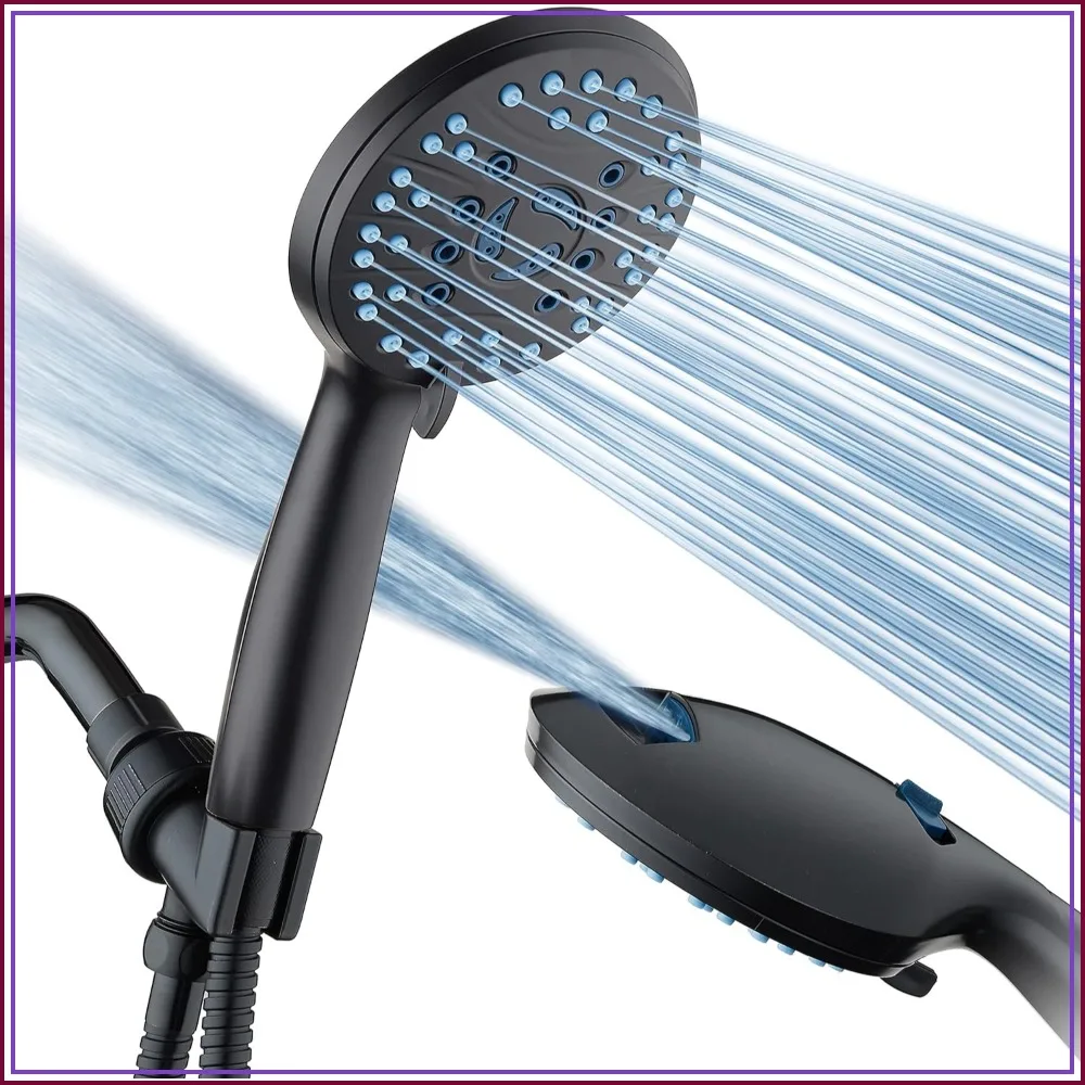 High Pressure 8-Mode Handheld Shower Head with Anti-Clog Nozzles, Built-in Power Wash for Tub, Tile & Pets, Extra Long 6 ft Stainless Steel Hose
High Pressure 8-Mode Handheld Shower Head with Anti-Clog Nozzles, Built-in Power Wash for Tub, Tile & Pets, Extra Long 6 ft Stainless Steel Hose