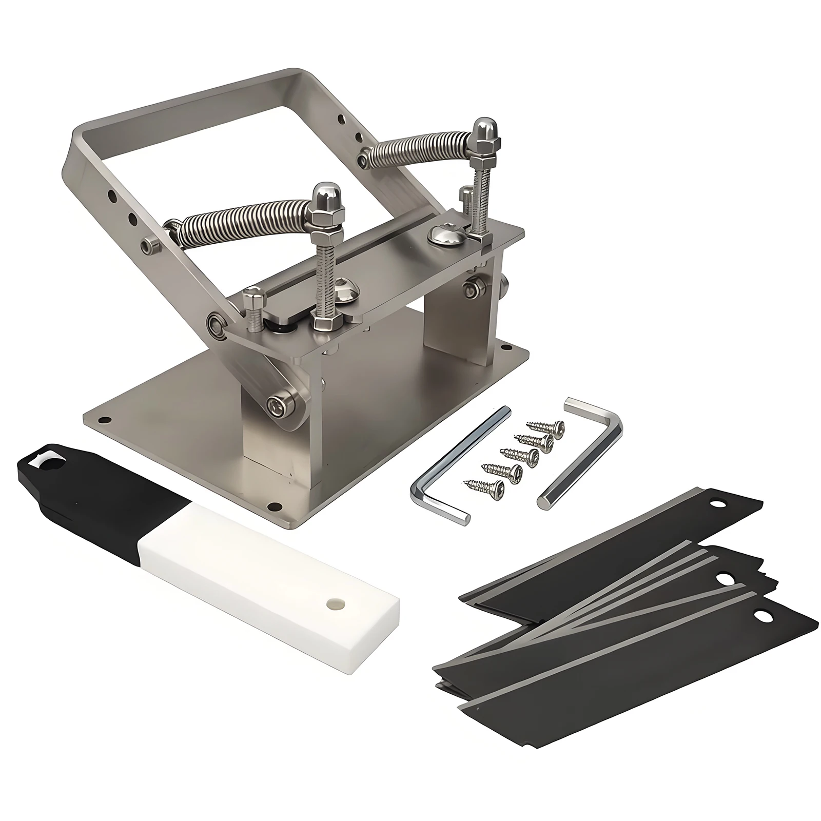 304 Stainless Steel Craft Leather Splitter Machine DIY Manual Cutting Peeler Rolling Bearing Tools +1 Box (10 Blade) 100MM*18MM
304 Stainless Steel Craft Leather Splitter Machine DIY Manual Cutting Peeler Rolling Bearing Tools +1 Box (10 Blade) 100MM*18MM