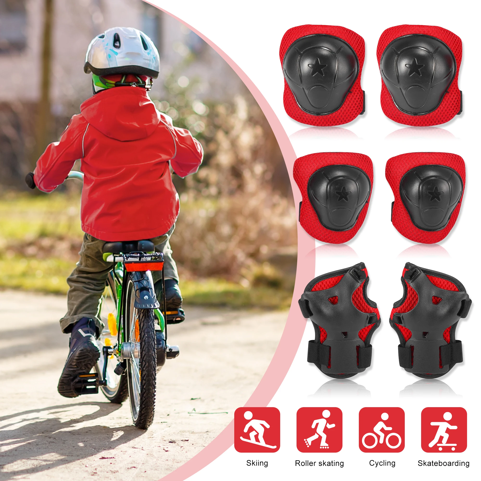 UXCELL 1 Set Bike Bicycle Skate Elbow Knee Pads Support Brace Protective Gear Red Black
UXCELL 1 Set Bike Bicycle Skate Elbow Knee Pads Support Brace Protective Gear Red Black