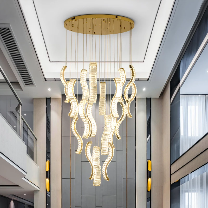 Floor Living Room Crystal Hollow Rotating Stairs Chandelier Bedside Dining Room Multi-Head Height S-Shaped
Floor Living Room Crystal Hollow Rotating Stairs Chandelier Bedside Dining Room Multi-Head Height S-Shaped