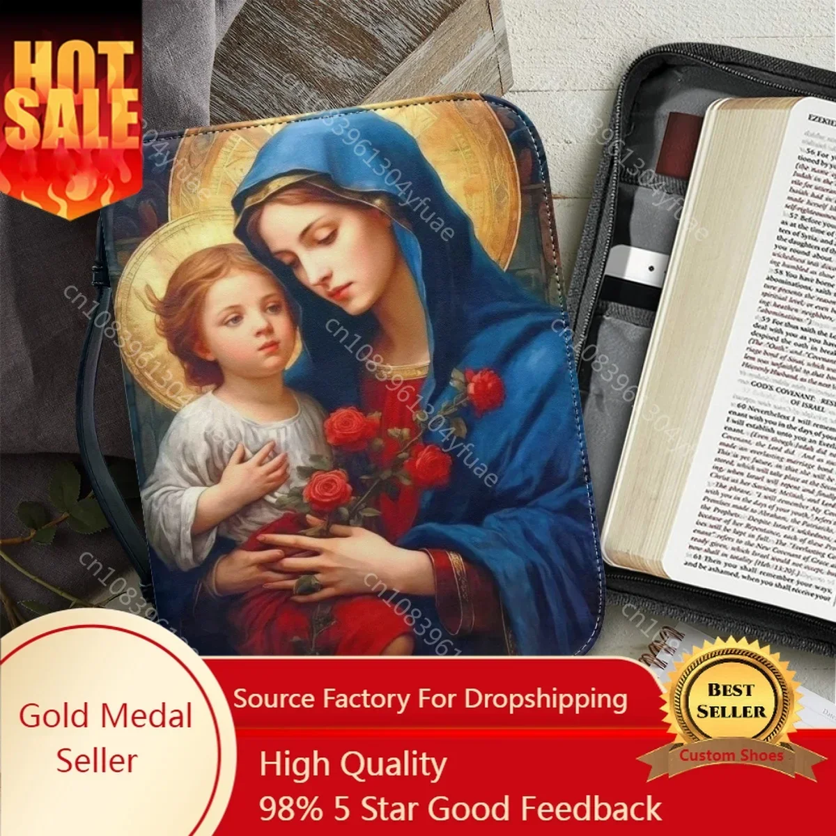 Hot Women's Leather Handbags New Christian Virgin Mary Pattern Print Bible Cover Case Custom Bible Study Book Holy Storage Boxes
Hot Women's Leather Handbags New Christian Virgin Mary Pattern Print Bible Cover Case Custom Bible Study Book Holy Storage Boxes