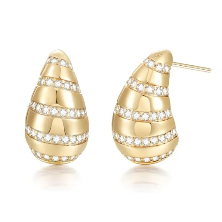 SHINYSO 14K Gold Plated Teardrop Hoop Earrings for Women Chunky Trendy Cubic 925 Sterling Silver Post Hypoallergenic Earring
SHINYSO 14K Gold Plated Teardrop Hoop Earrings for Women Chunky Trendy Cubic 925 Sterling Silver Post Hypoallergenic Earring