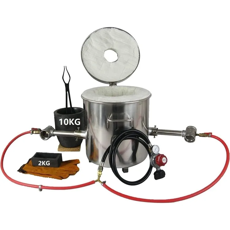 Печь для плавления пропаном, 10 кг, горелки с двойной кузью, комплект газовой плавильной печи для металла с 1 графитовым тигром 10 кг, форма для слитков и 
Печь для плавления пропаном, 10 кг, горелки с двойной кузью, комплект газовой плавильной печи для металла с 1 графитовым тигром 10 кг, форма для слитков и