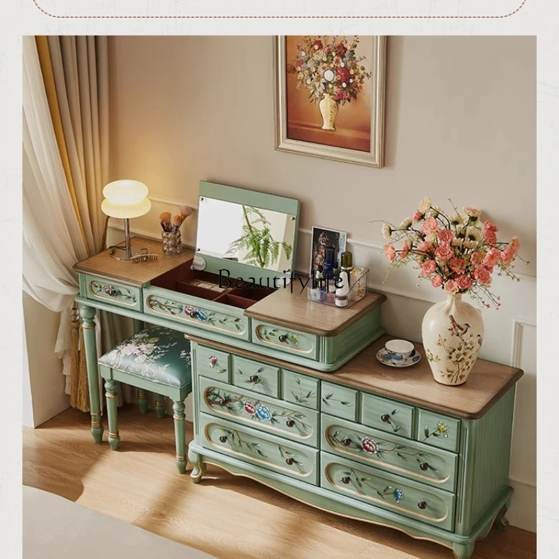 chest dresser integrated bedroom American retro painted makeup table bedside storage cabinet
chest dresser integrated bedroom American retro painted makeup table bedside storage cabinet