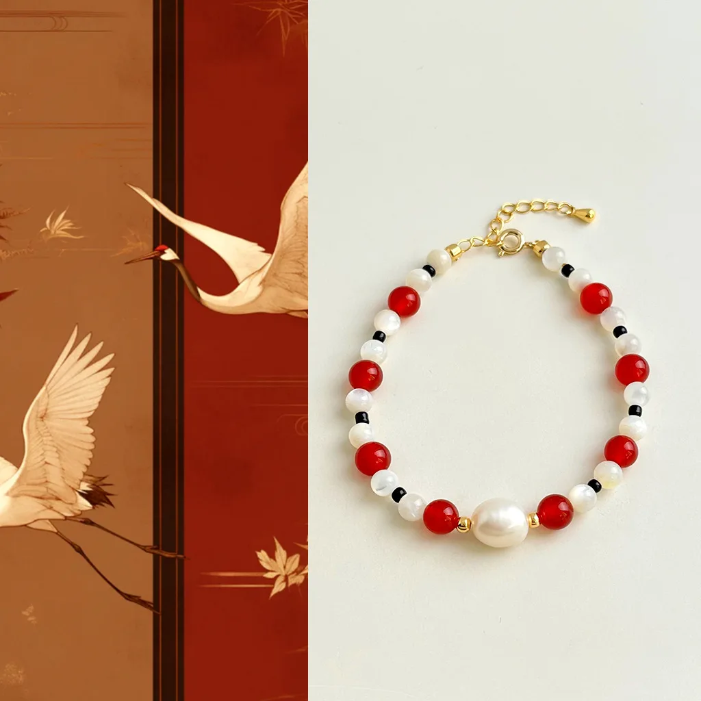 Handmade Natural Red Agate White Freshwater Pearl 18k Gold Plated Vintage Bead Ethic Chain Bracelet Women Elegant Chain Bangle
Handmade Natural Red Agate White Freshwater Pearl 18k Gold Plated Vintage Bead Ethic Chain Bracelet Women Elegant Chain Bangle
