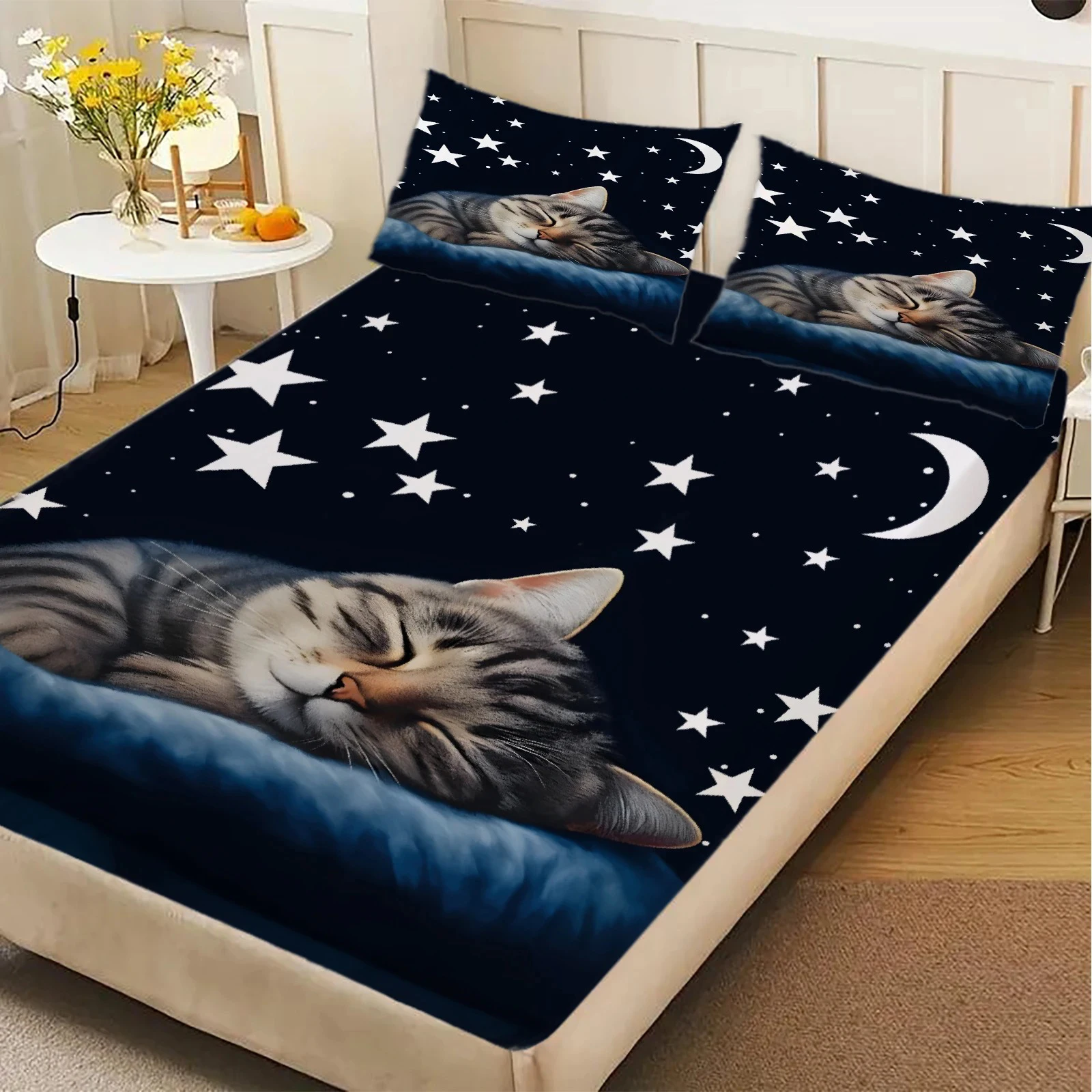 1pc Lovely Sleeping Cat Print Fitted Sheet 100% Polyester Durable Bedding Set Sheet for Home Bedroom Decoration Birthday Gift
1pc Lovely Sleeping Cat Print Fitted Sheet 100% Polyester Durable Bedding Set Sheet for Home Bedroom Decoration Birthday Gift