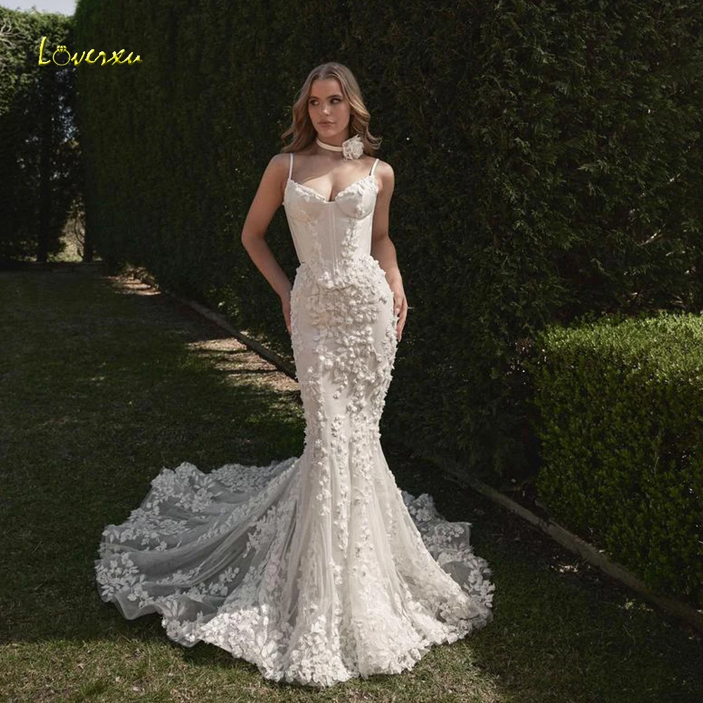 Loverxu Русалка Сексуальные свадебные платья Милая на тонких бретельках Vestido De Novia Кружева 3D цветы Шикарное свадебное платье на заказ
Loverxu Русалка Сексуальные свадебные платья Милая на тонких бретельках Vestido De Novia Кружева 3D цветы Шикарное свадебное платье на заказ