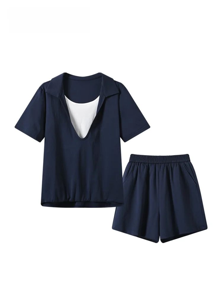Casual Summer Two-Piece Set Women's plus Size College Style Short Sleeve Shorts Pants Cotton Polyester Spandex Blend
Casual Summer Two-Piece Set Women's plus Size College Style Short Sleeve Shorts Pants Cotton Polyester Spandex Blend