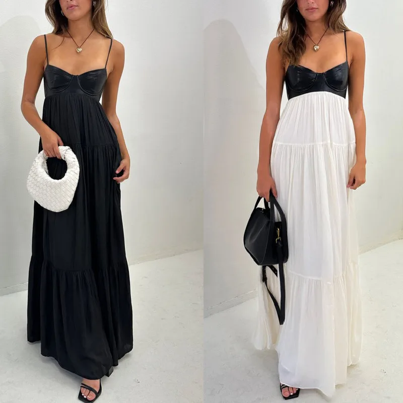 New Strapless Leather-paneled Long Skirt For Women, Pleated Tiered Dress, Resort-style Elegant Long Dress Dress Elegant Vestidos
New Strapless Leather-paneled Long Skirt For Women, Pleated Tiered Dress, Resort-style Elegant Long Dress Dress Elegant Vestidos